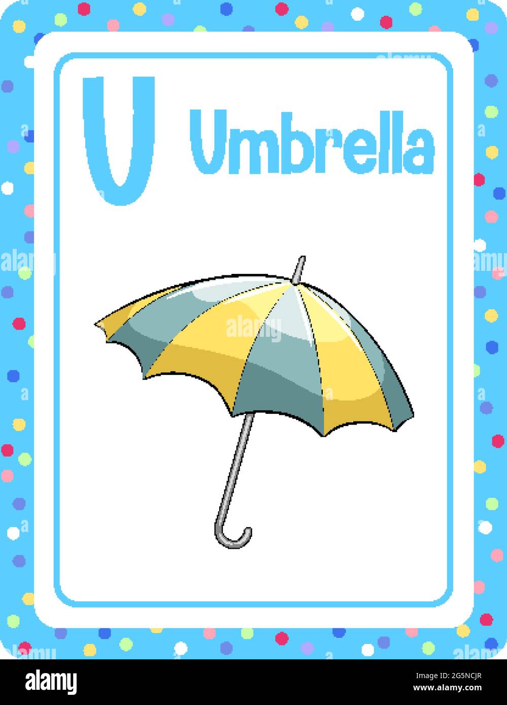 Alphabet flashcard with letter U for Umbrella illustration Stock Vector