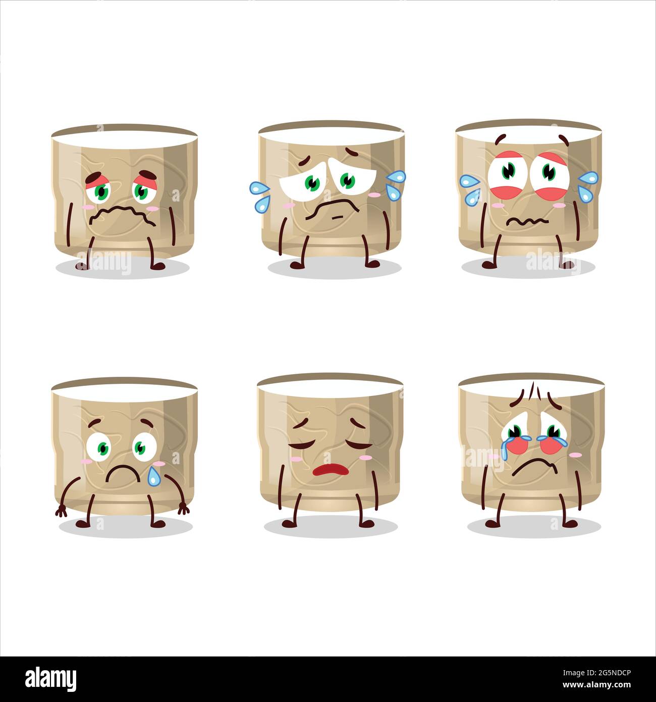 Koumiss drink cartoon character with sad expression. Vector illustration Stock Vector