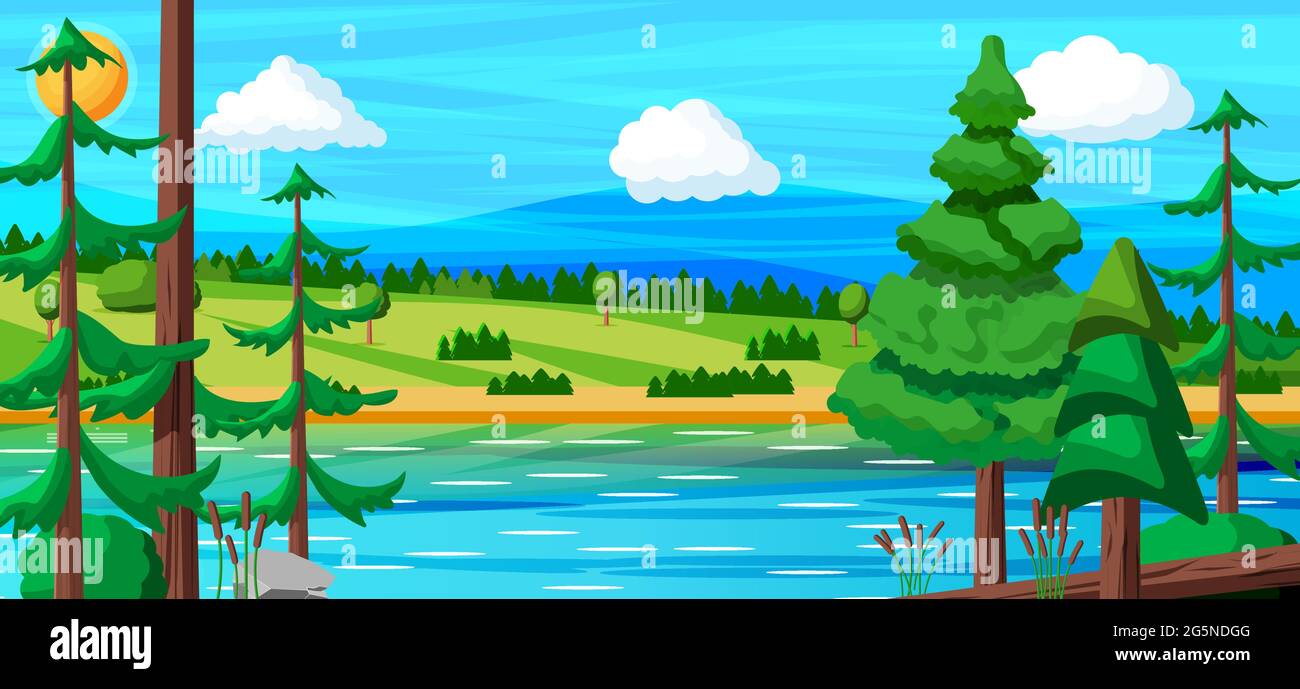 Scenery background hills beach Stock Vector Images - Alamy