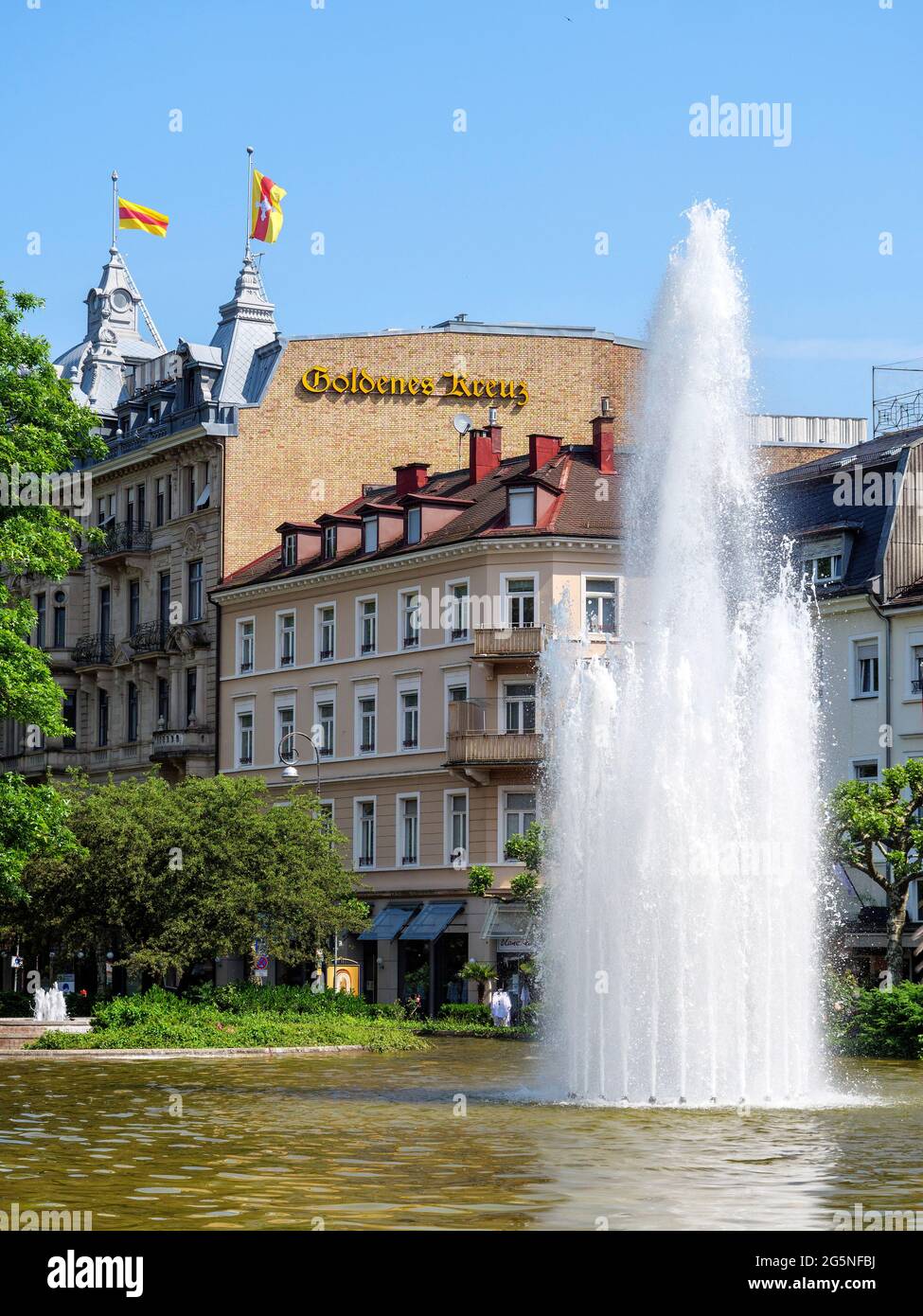 fountain, Baden-Baden, Baden-Wuerttemberg, Germany, Europe Stock Photo