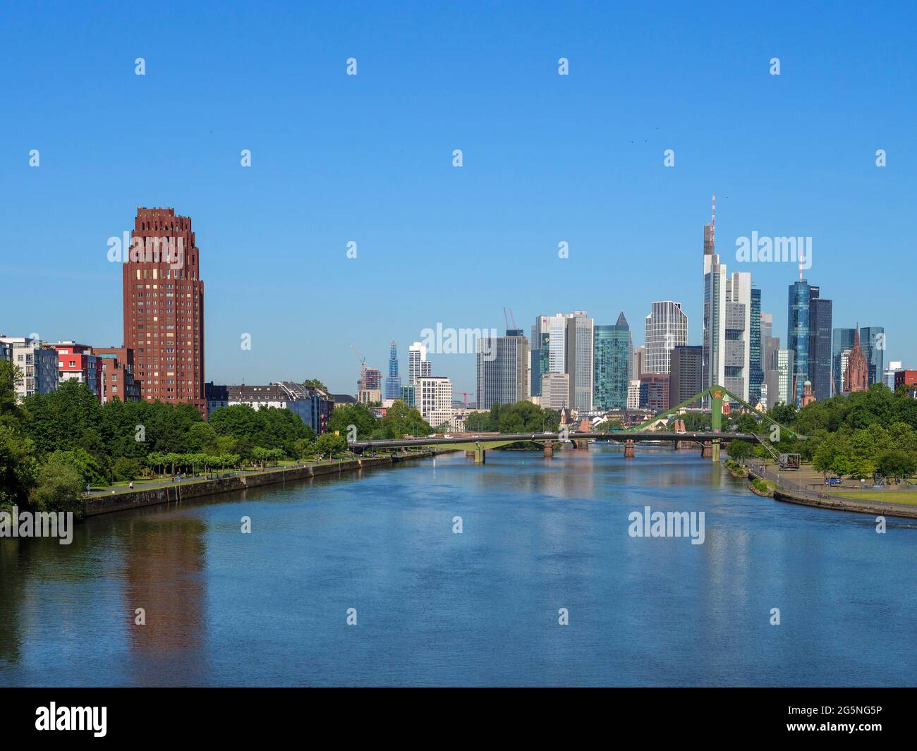 river Main, Skyline, Frankfurt, Hesse, Germany, Europe Stock Photo