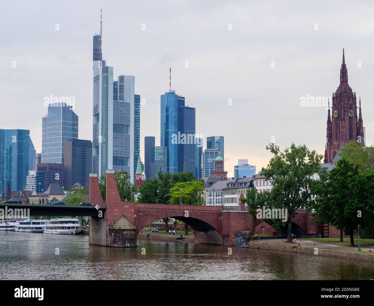Dome and Skyline, Frankfurt, Hesse, Germany, Europe Stock Photo