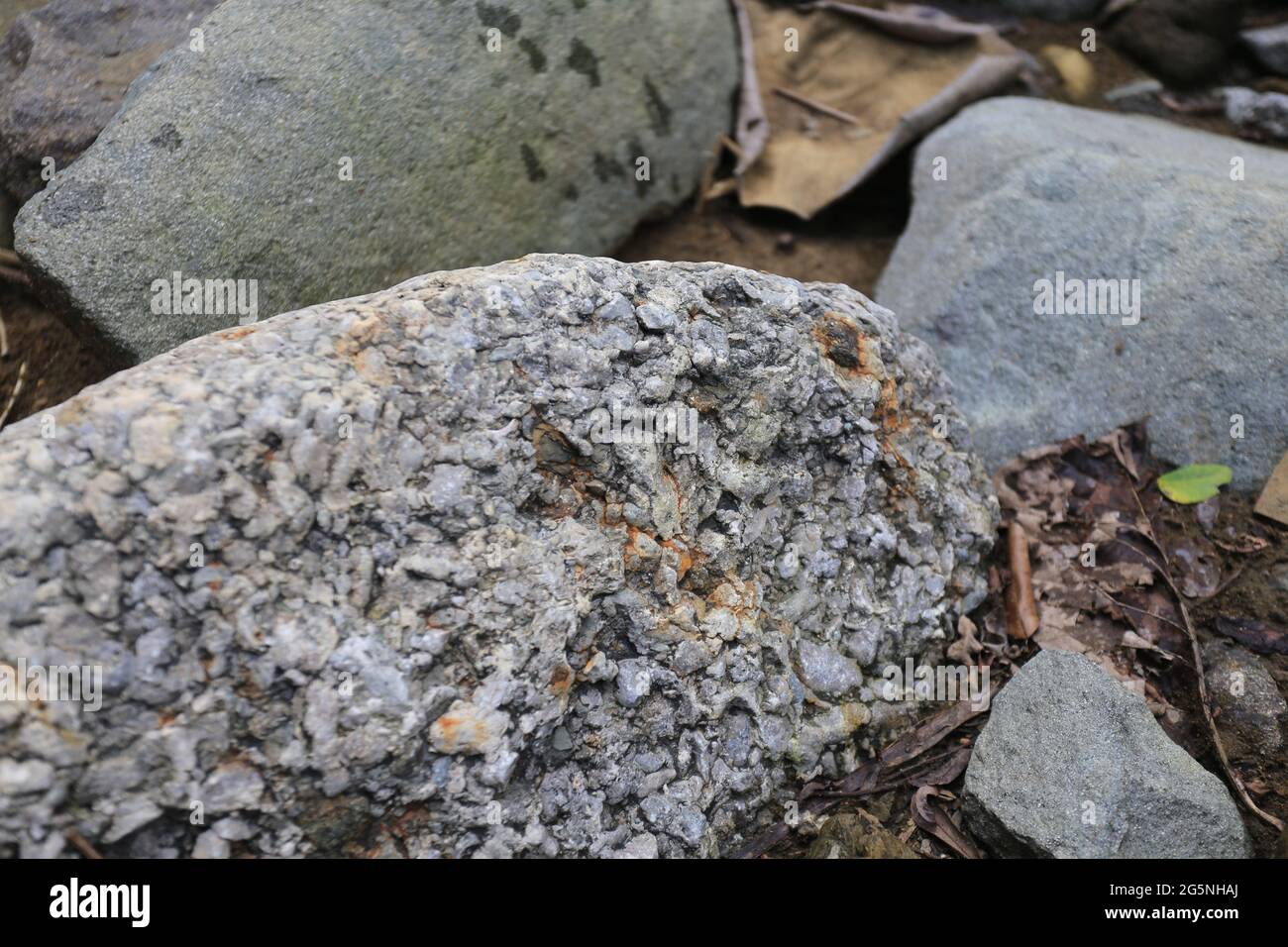 River and water falls runs on sediment rocks at West Java Indonesia ...