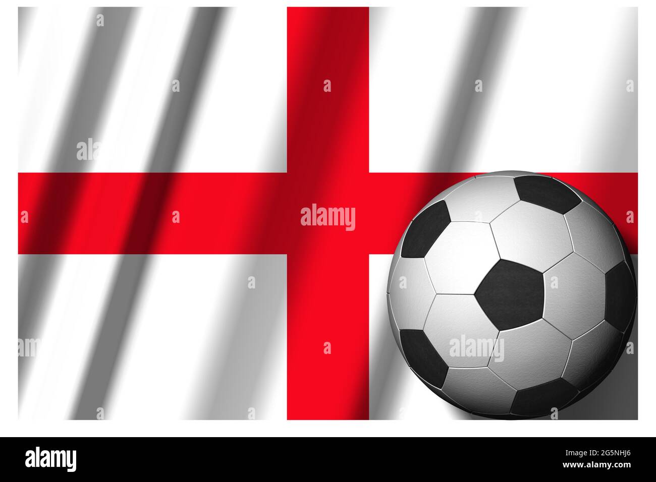 England. National flag with soccer ball in the foreground. Sport football - 3D Illustration Stock Photo