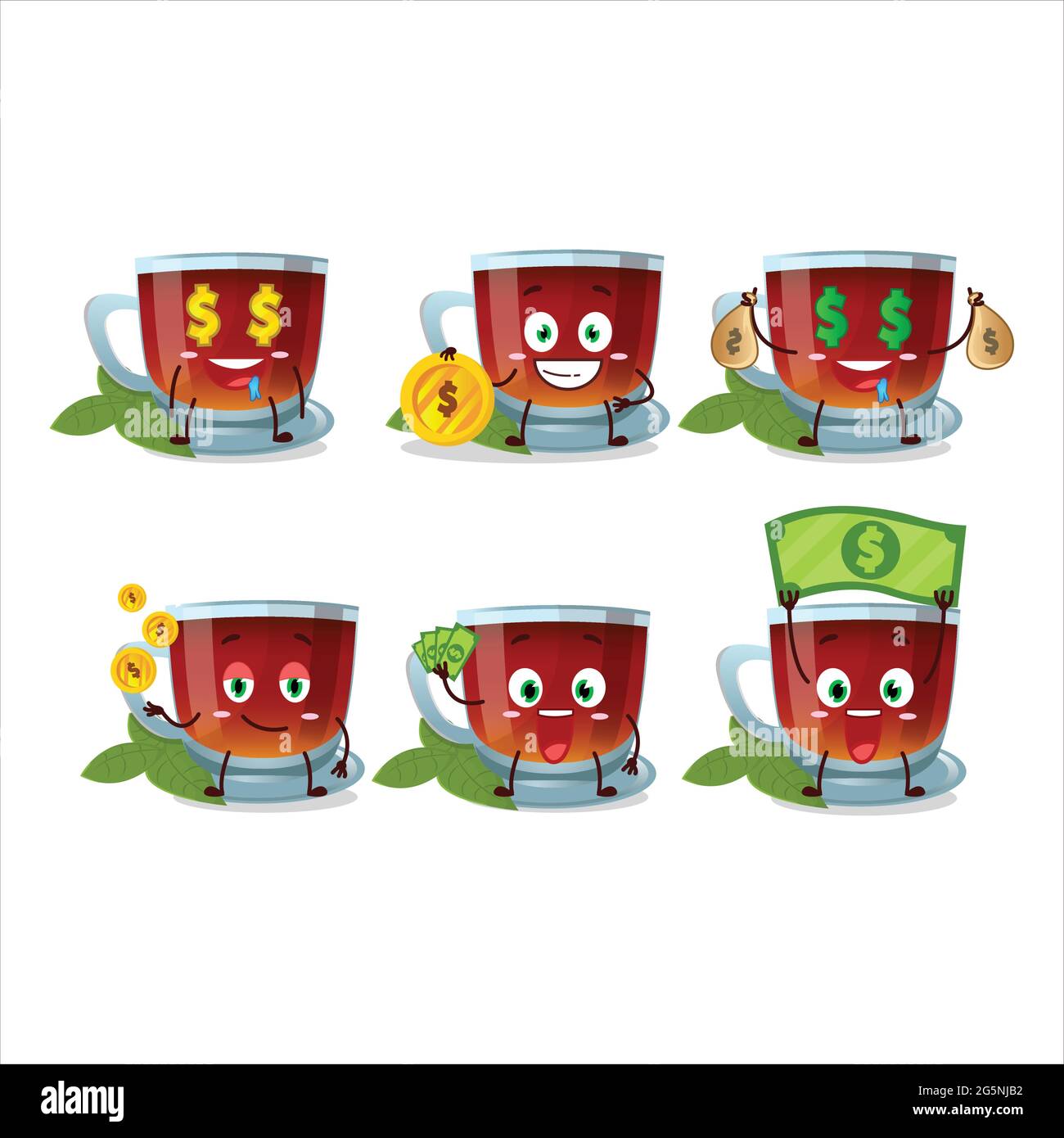 Mint tea cartoon character with cute emoticon bring money. Vector