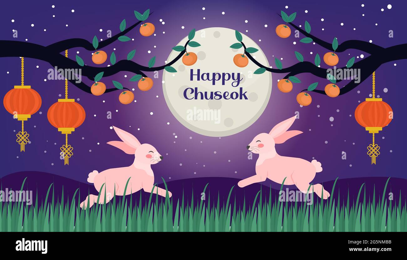 Happy Chuseok, Mid autumn festival card, poster template for your ...