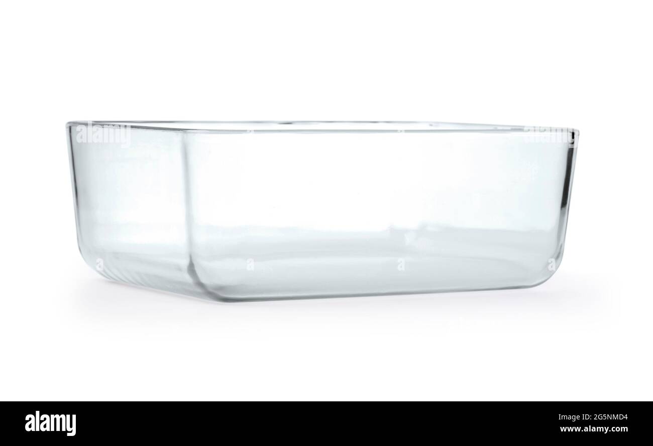 Glass baking tray on white background with clipping path Stock Photo