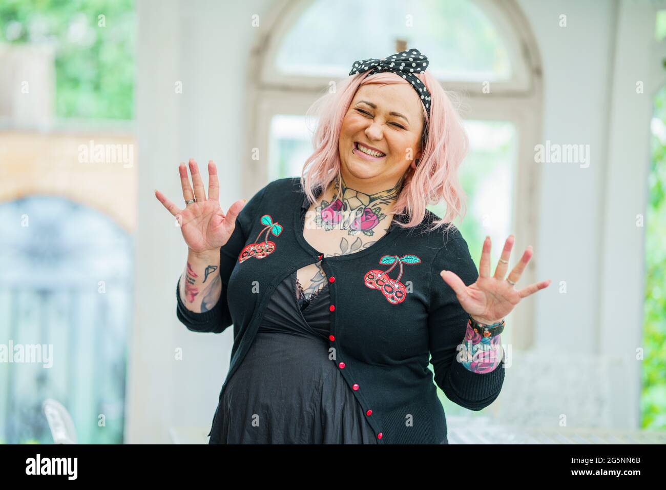 Darmstadt Germany 24th June 21 Eva Hildenbeutel Owner Crazy Little Wedding Stands In Her Signature Outfit As A Wedding Speaker In Her Home Hildenbeutel Owner Crazy Little Wedding Works As A Freelance