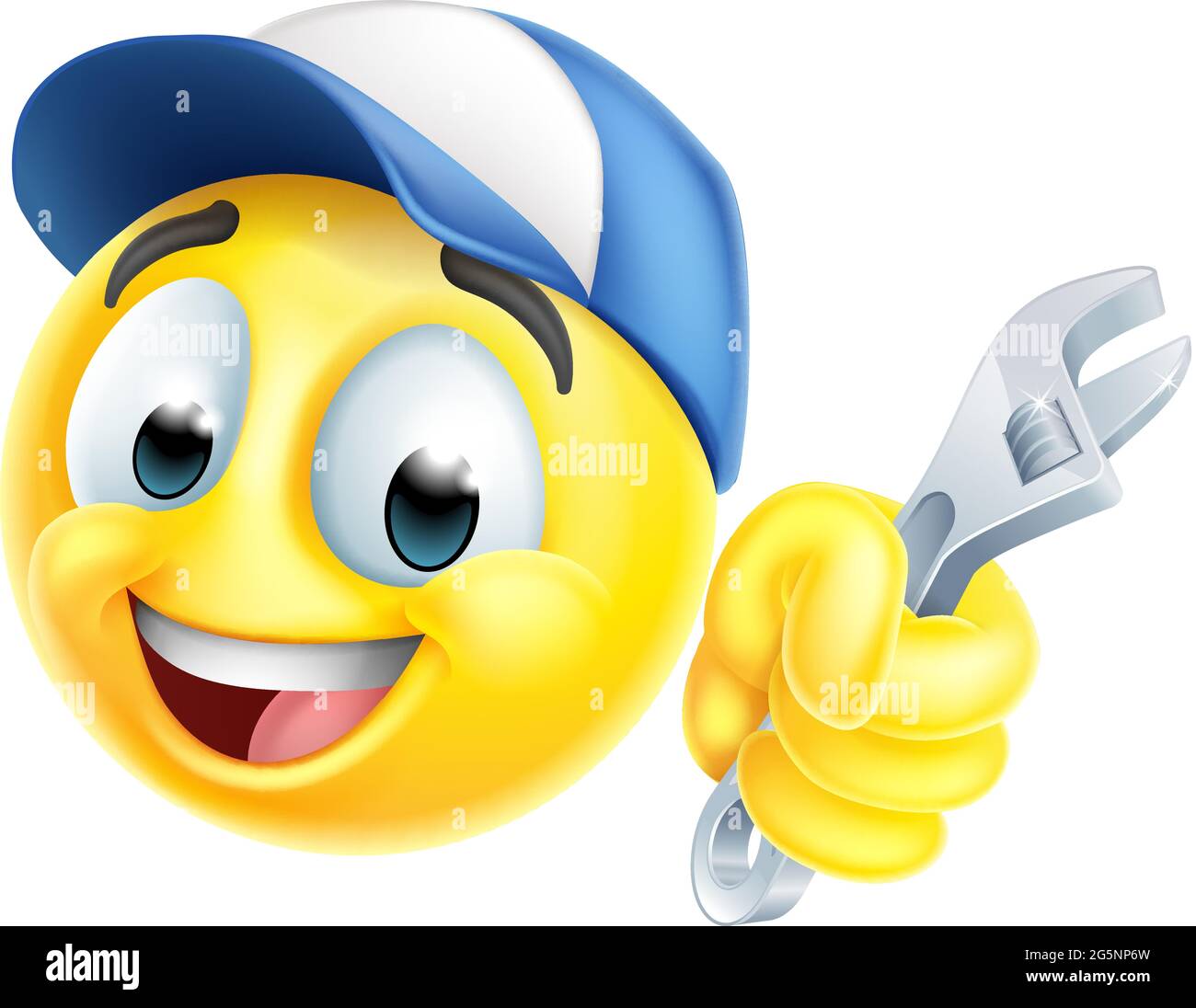 Mechanic or Plumber Spanner Emoticon Emoji Icon Stock Vector Image