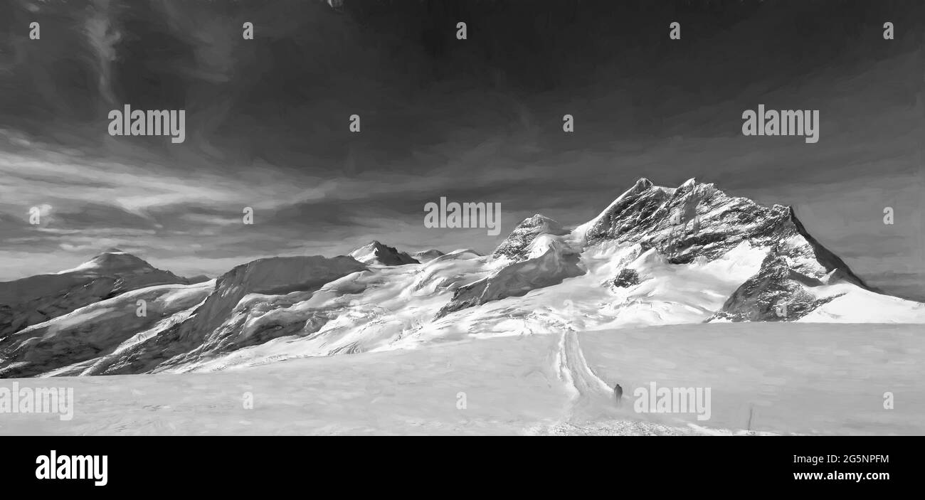 Landscape photography in the swiss alps Black and White Stock Photos ...