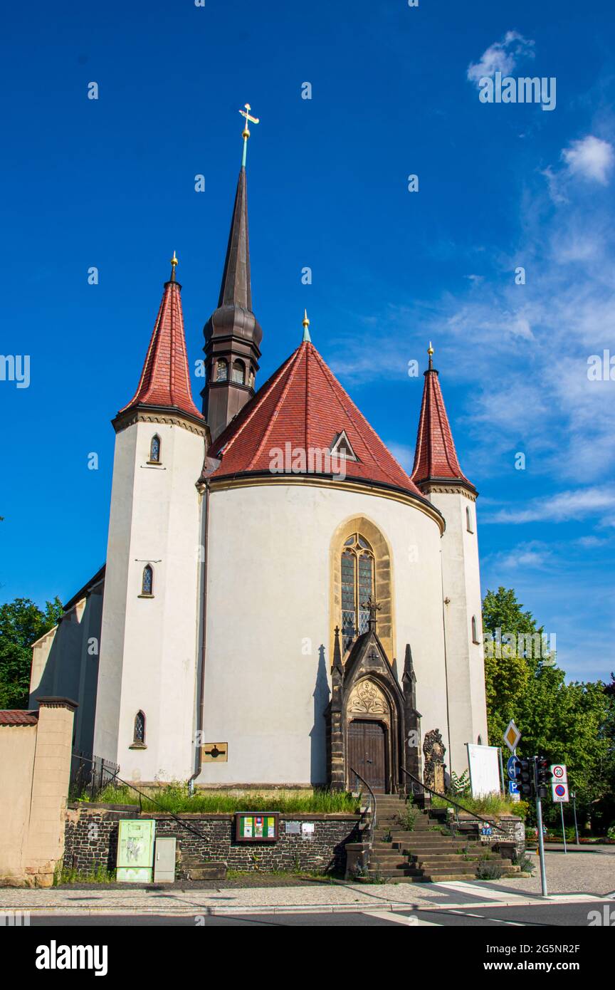 The Lutheran 'Weberkirche' (Weaver's Church - also Trinity Church) is a Gothic hall church in Zittau was built in the 15th century. Stock Photo