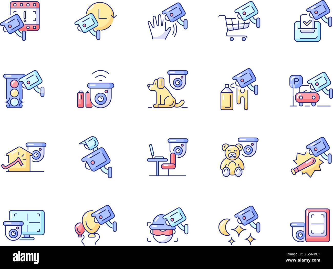 Surveillance and security systems RGB color icons set Stock Vector ...