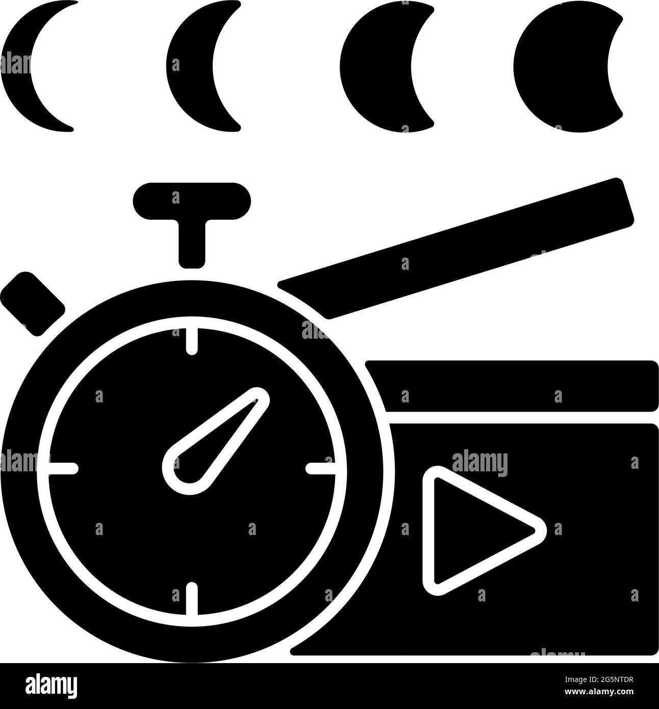 Time lapse videos black glyph icon Stock Vector