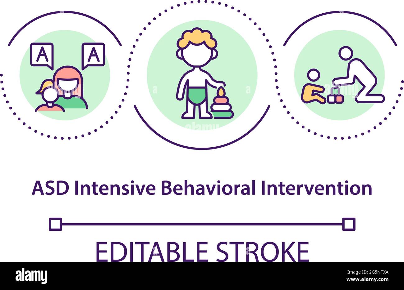 ASD intensive behavioral intervention concept icon Stock Vector