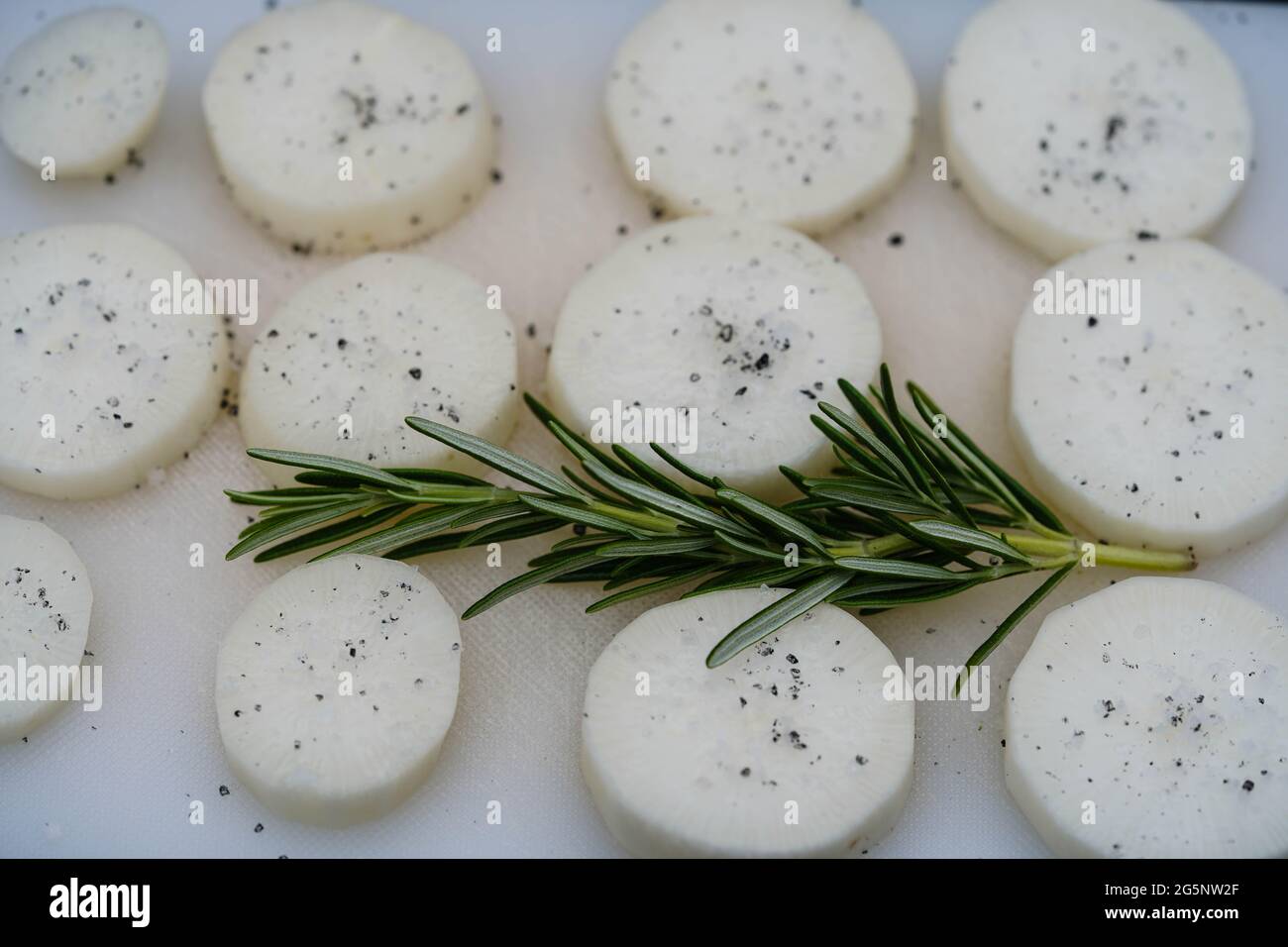 radish the long white root vegetable Stock Photo Alamy