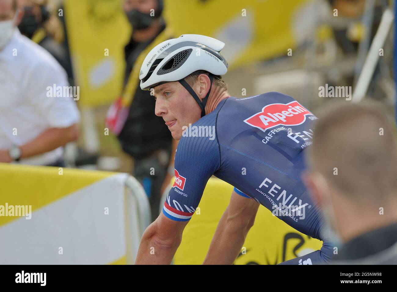 Mathieu van der Poel, grandson of Raymond Poulidor, Poupou, winner of the second stage of the Mathieu van der Poel, grandson of Raymond Poulidor, Poupou, winner of the second stage of the