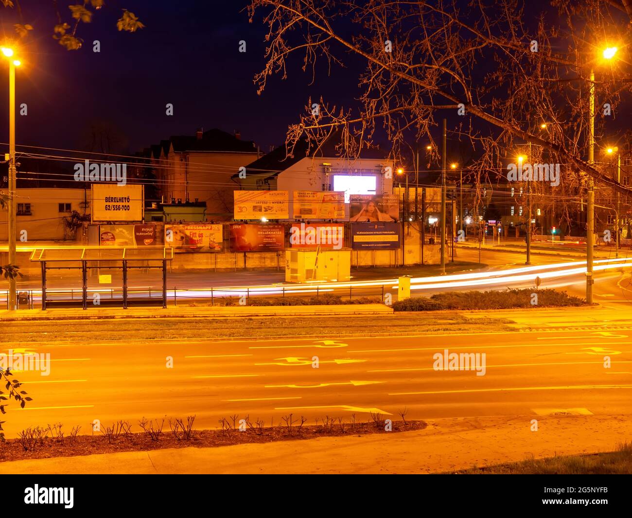 SZEGED, HUNGARY - MARCH 28, 2020: View on the traffic and the tram in Szeged, Hungary. Stock Photo