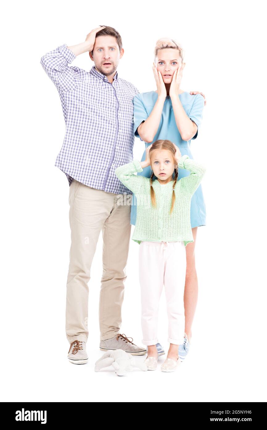 Vertical full length shot of modern man and woman standing with their ...