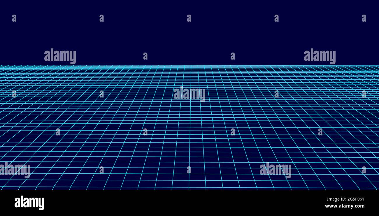 Abstract perspective grid. Wireframe landscape. Vector illustration. Stock Vector