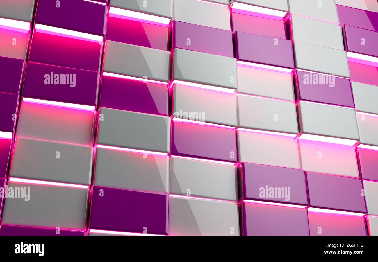 Abstract image of cubes background in pink toned.3d illustration of ...