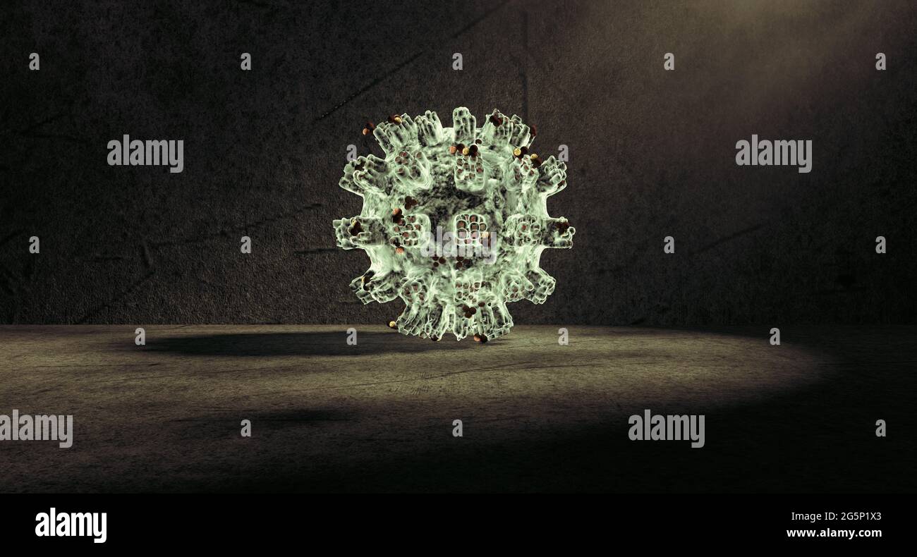 3d illustration of infectious viruses and bacteria. Coronavirus COVID-19 Stock Photo