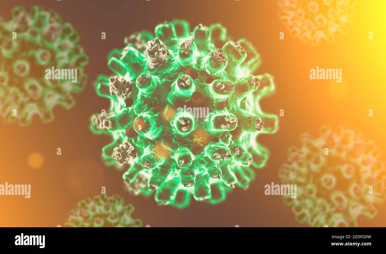 Coronavirus COVID-19.3d illustration of infectious viruses and bacteria. Stock Photo