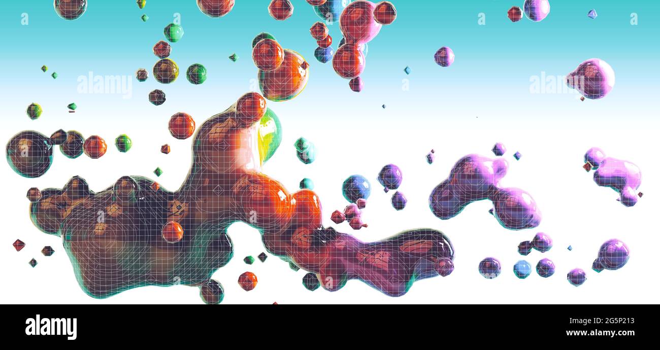 Abstract 3d illustration colorful gradient drop liquid over white ...