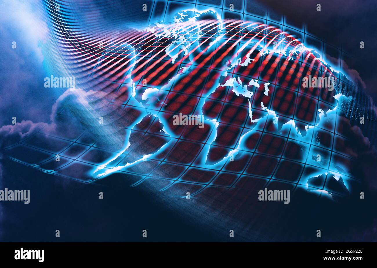 Cloud computing, internet, connectivity, digital communication and social networking.World map abstract internet connection Stock Photo