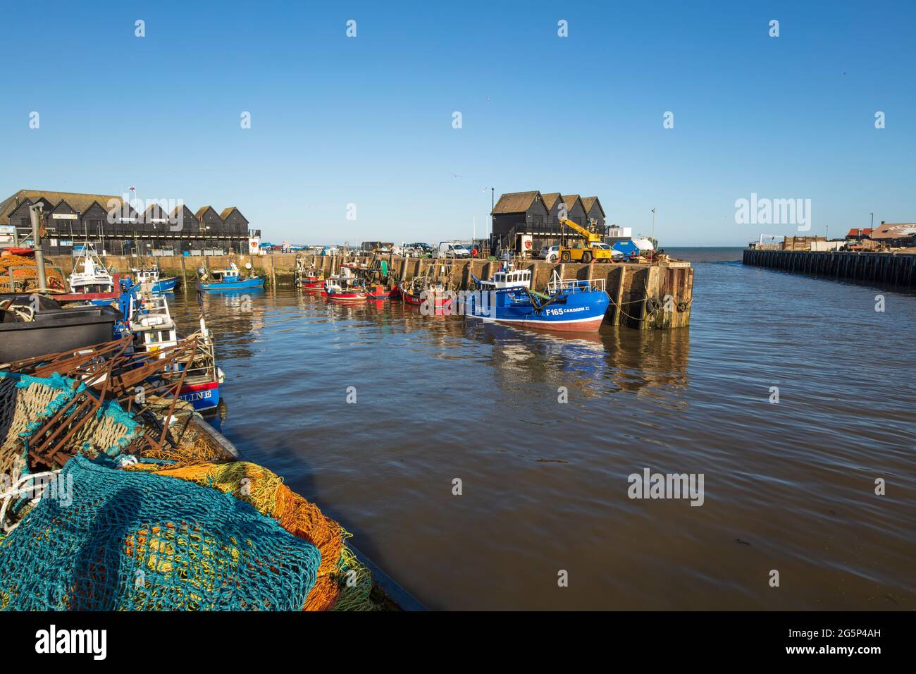 The fishing harbour, Whitstable, Kent, England, United Kingdom, Europe Stock Photo
