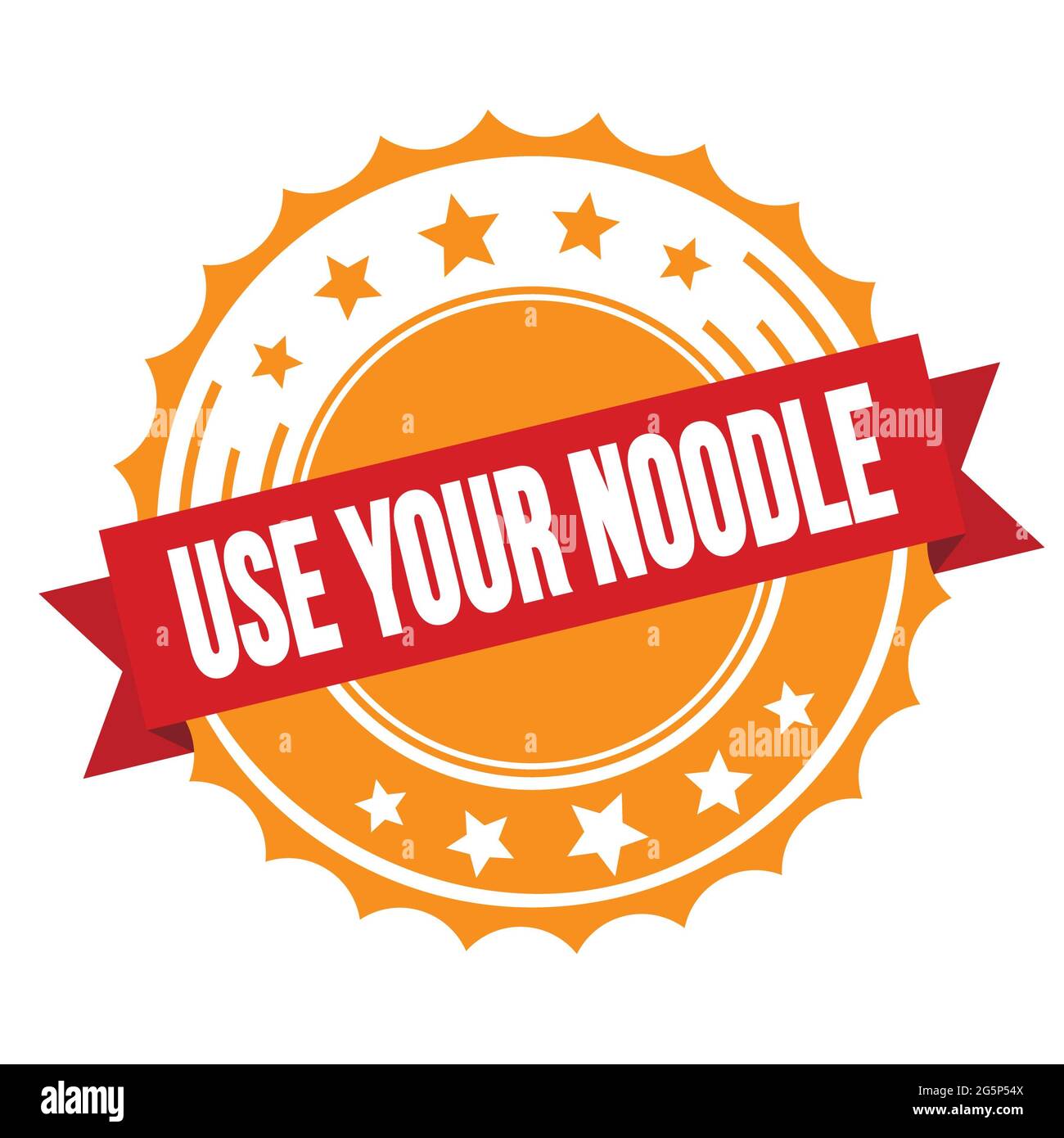 Use Your Noodle Text On Red Orange Ribbon Badge Stamp Stock Photo Alamy