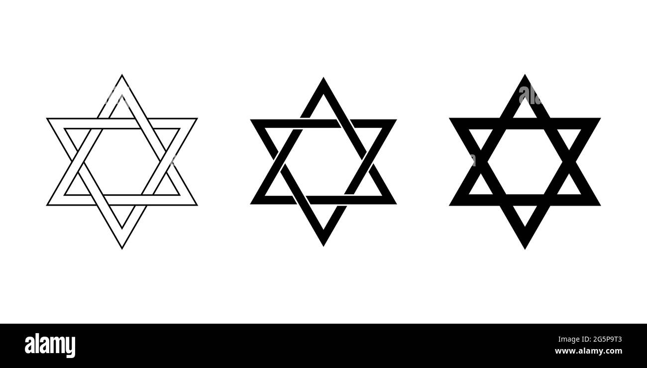Seal of Solomon and Star of David. The seal is the signet ring attributed to King Solomon, a hexagram with two interwoven triangles. Stock Photo