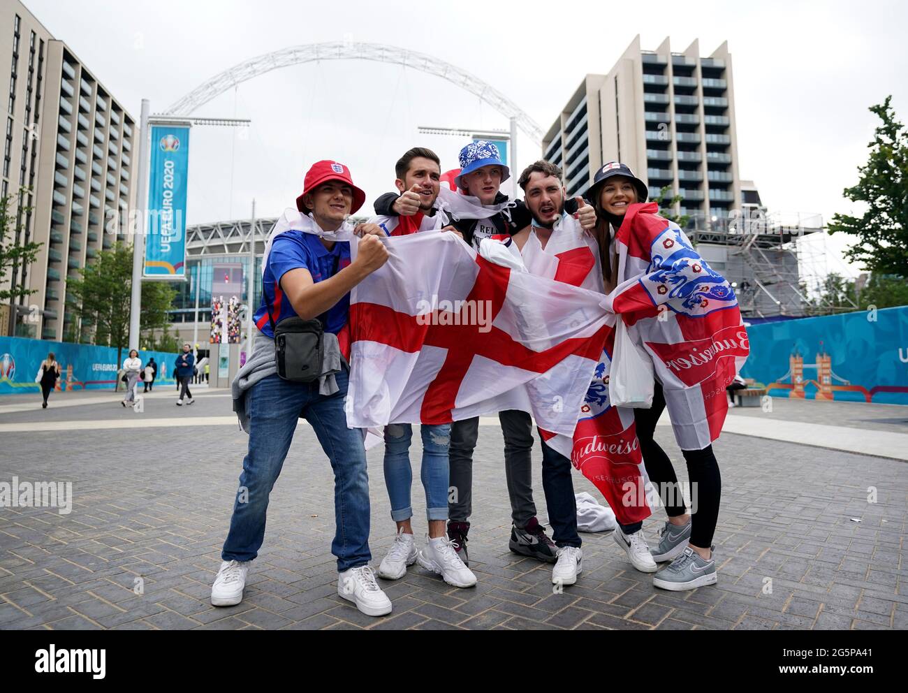 Fans arrive at Wembley ahead of the UEFA Euro 2020 round of 16 match