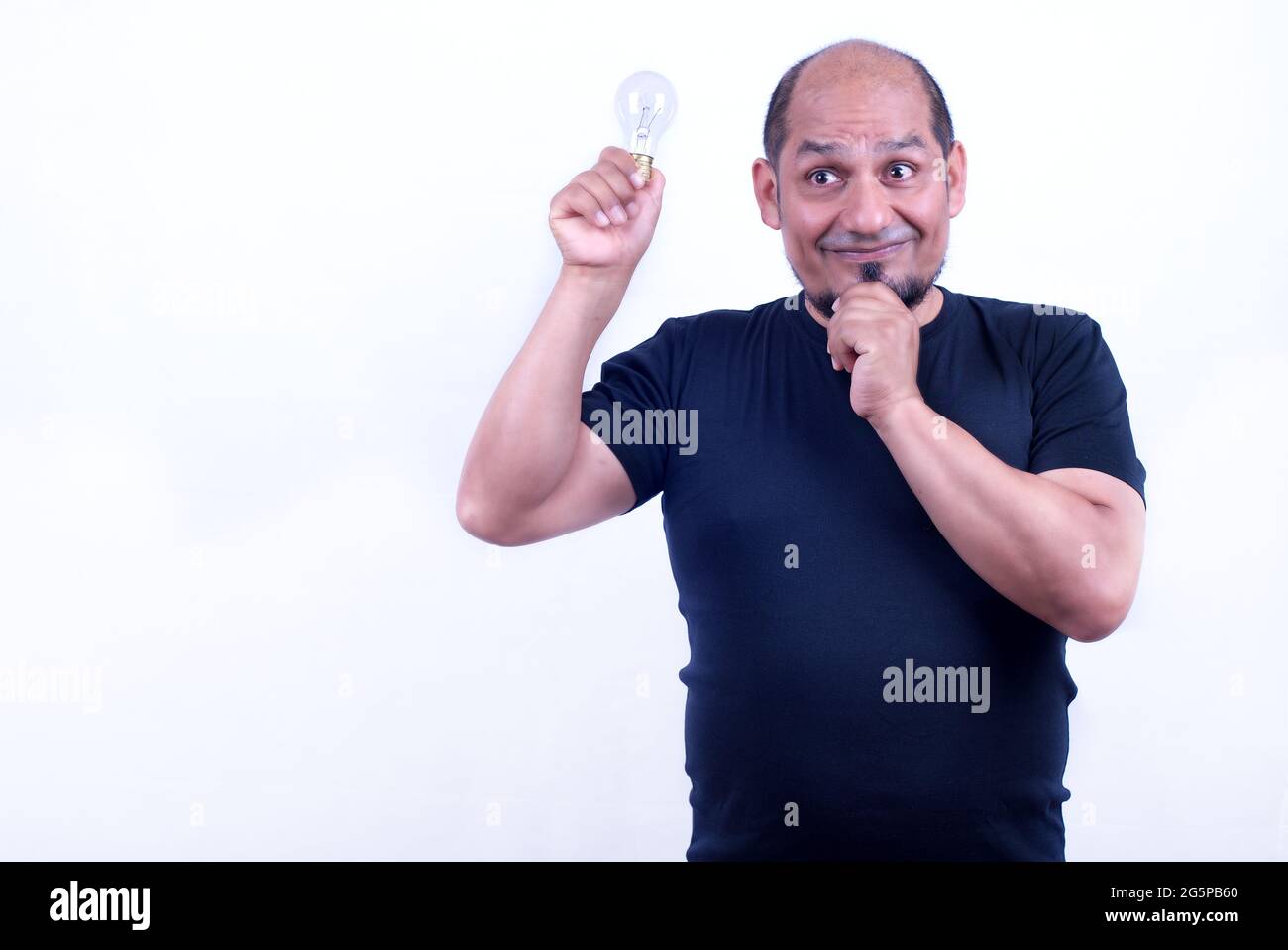 Man on a white background gesturing. Stock Photo