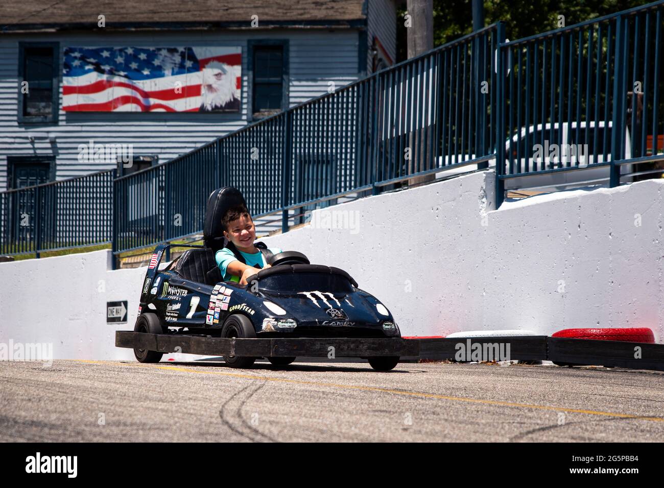 Boy kid kids track go cart excitement hires stock photography and