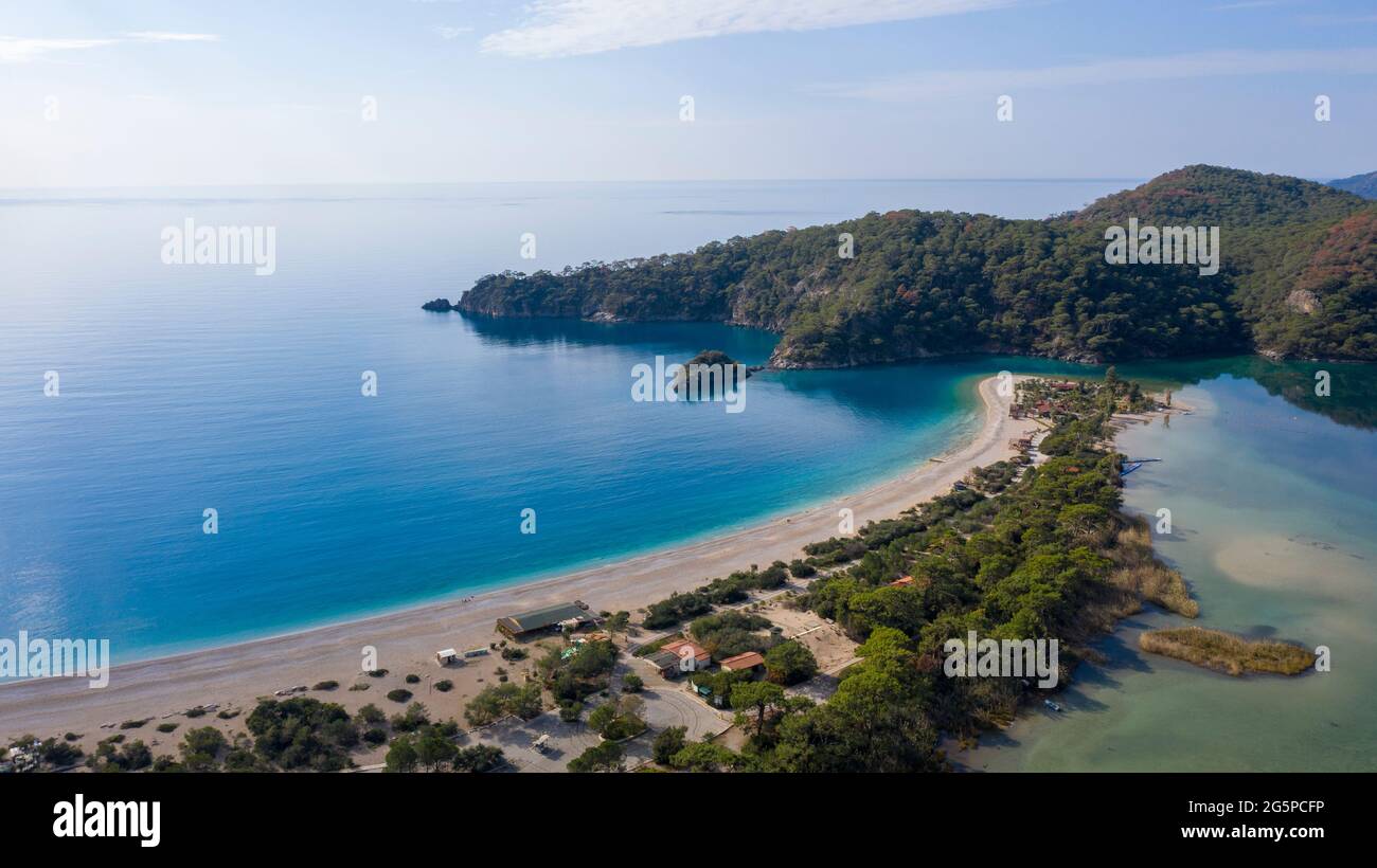 An amazing view of Oludeniz which is a county of Fethiye in Turkey. Because of its warm climate and fresh air, it has been an important destination to Stock Photo