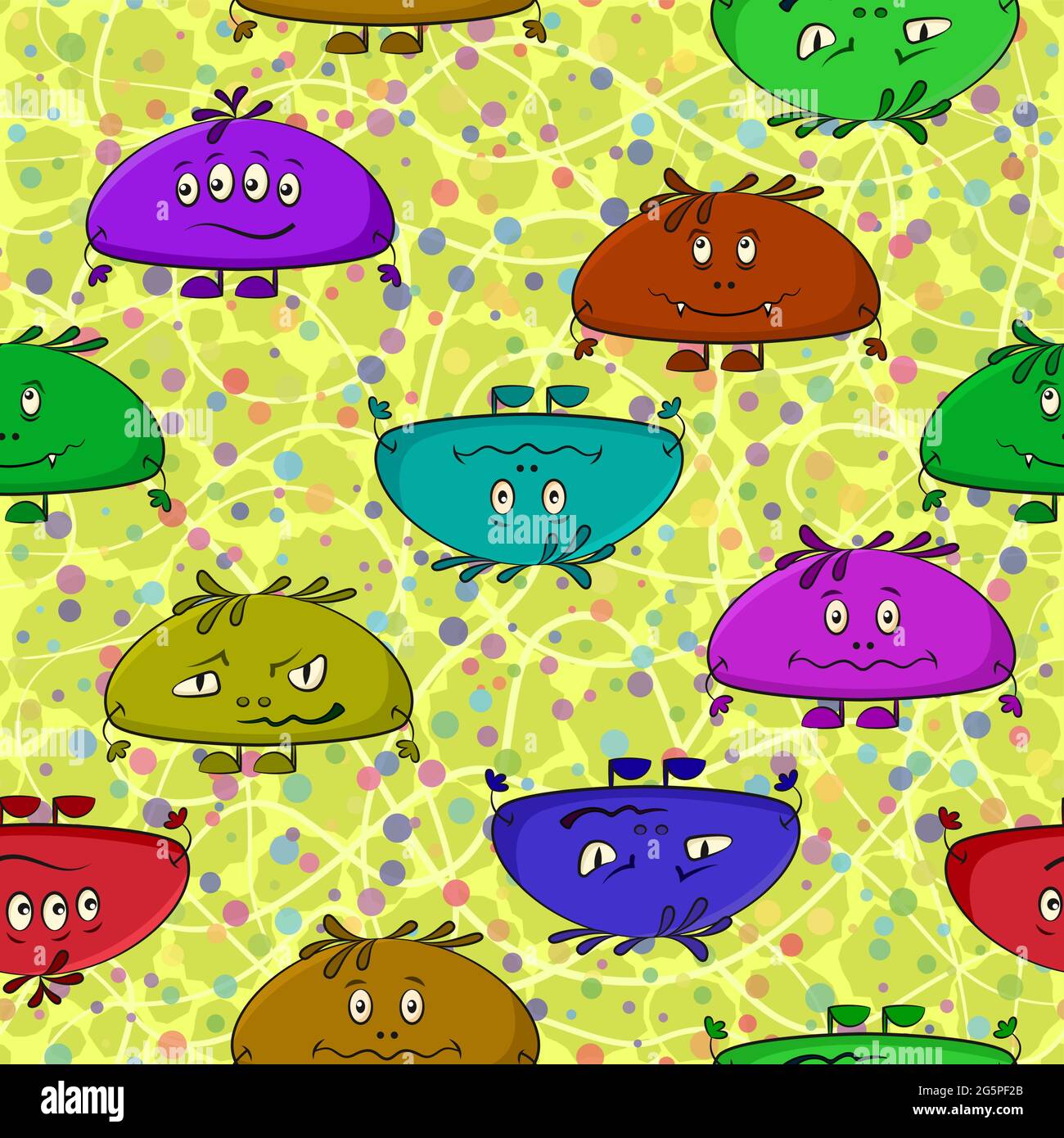 Cartoon Monsters Seamless Stock Vector