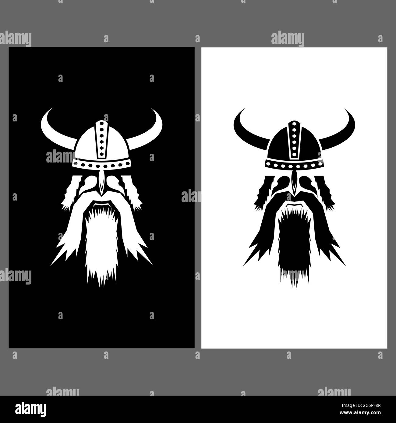 Viking Silhouettes Icons Isolated on White Black Background Stock ...
