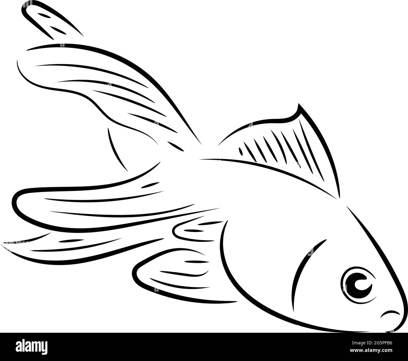 goldfish line art design - vector Stock Vector