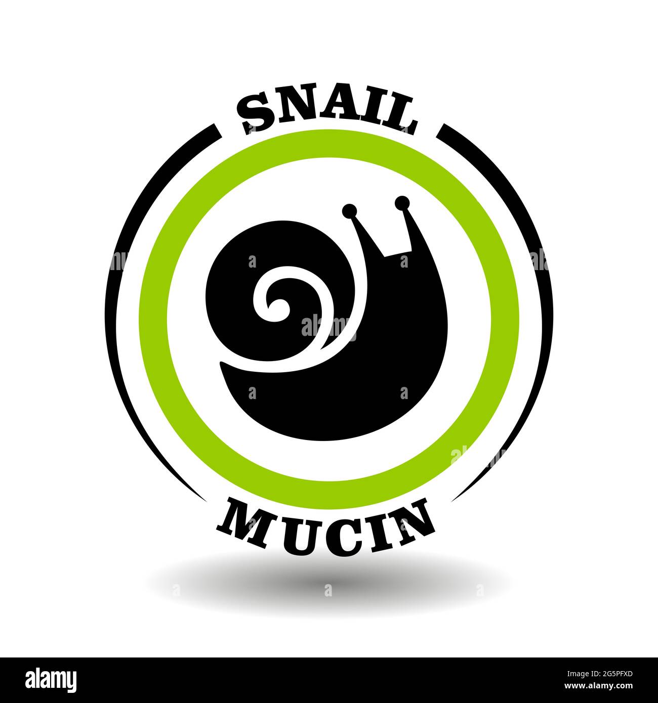 Vector circle logo with snail sign for packaging symbol of organic cosmetics  contain natural snail mucin extract. Creative simple pictogram with roun Stock Vector