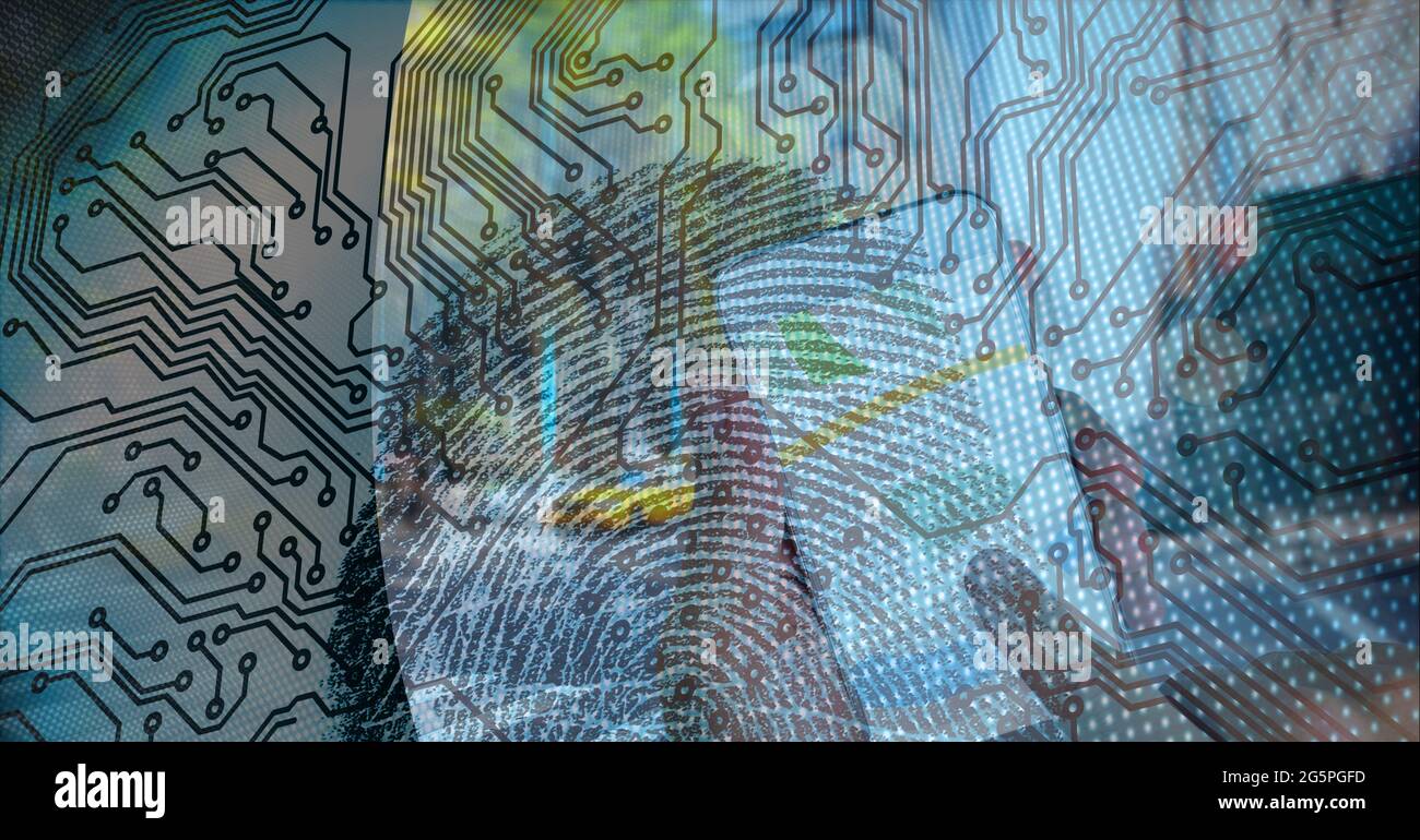 Composition of interactive screen with biometric data processing Stock ...