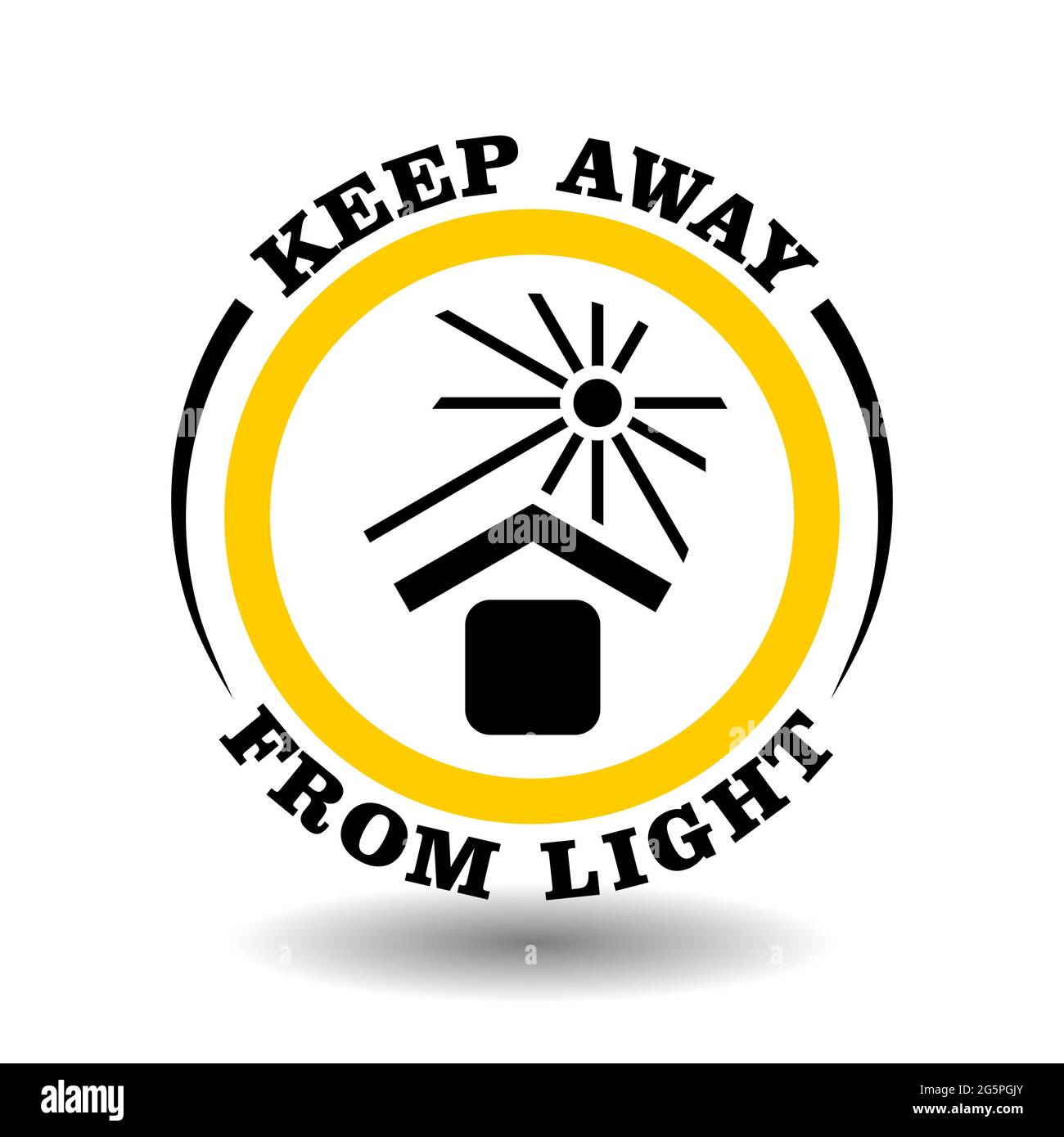 Warning ISO symbol Keep away from sun light, don't heat sign, keep in cool place pictogram. Round icon for cargo delivery protection of gentle product Stock Vector