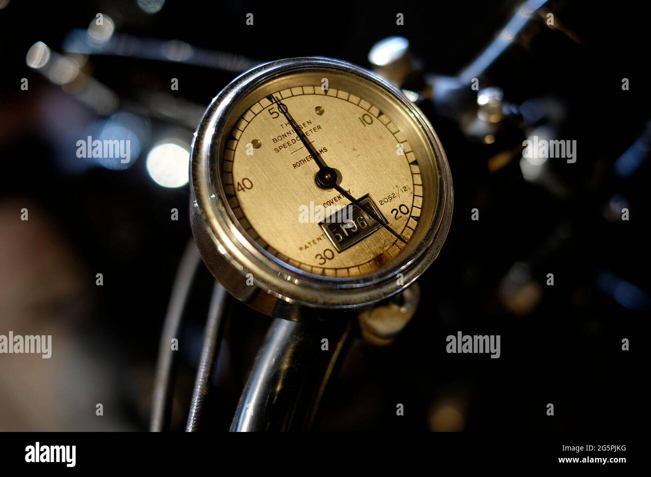 old vintage motorcycle speedometer handlebars Stock Photo - Alamy