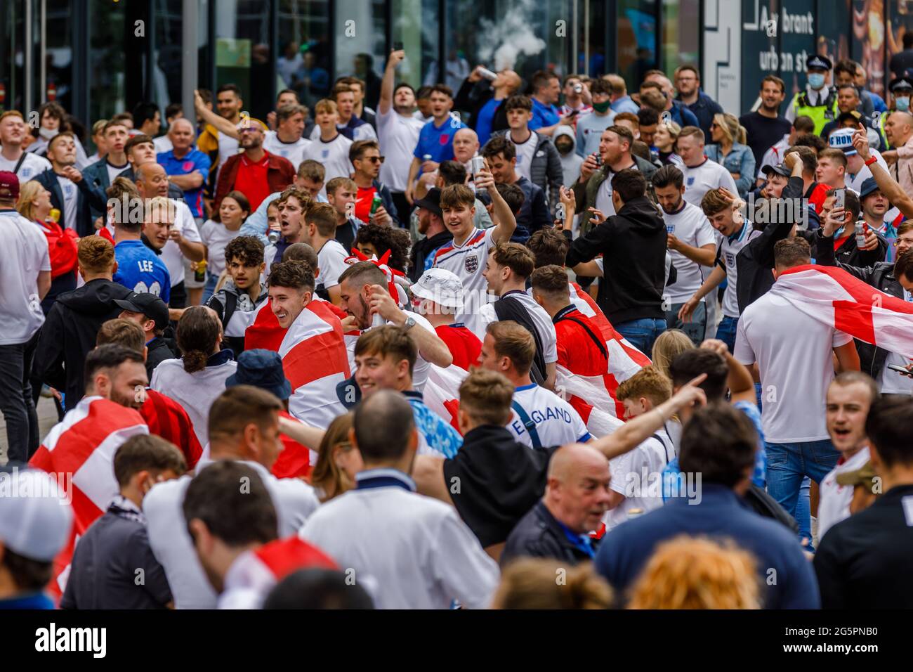 Wembley Stadium, Wembley Park, UK. 29th June 2021. England fans in good