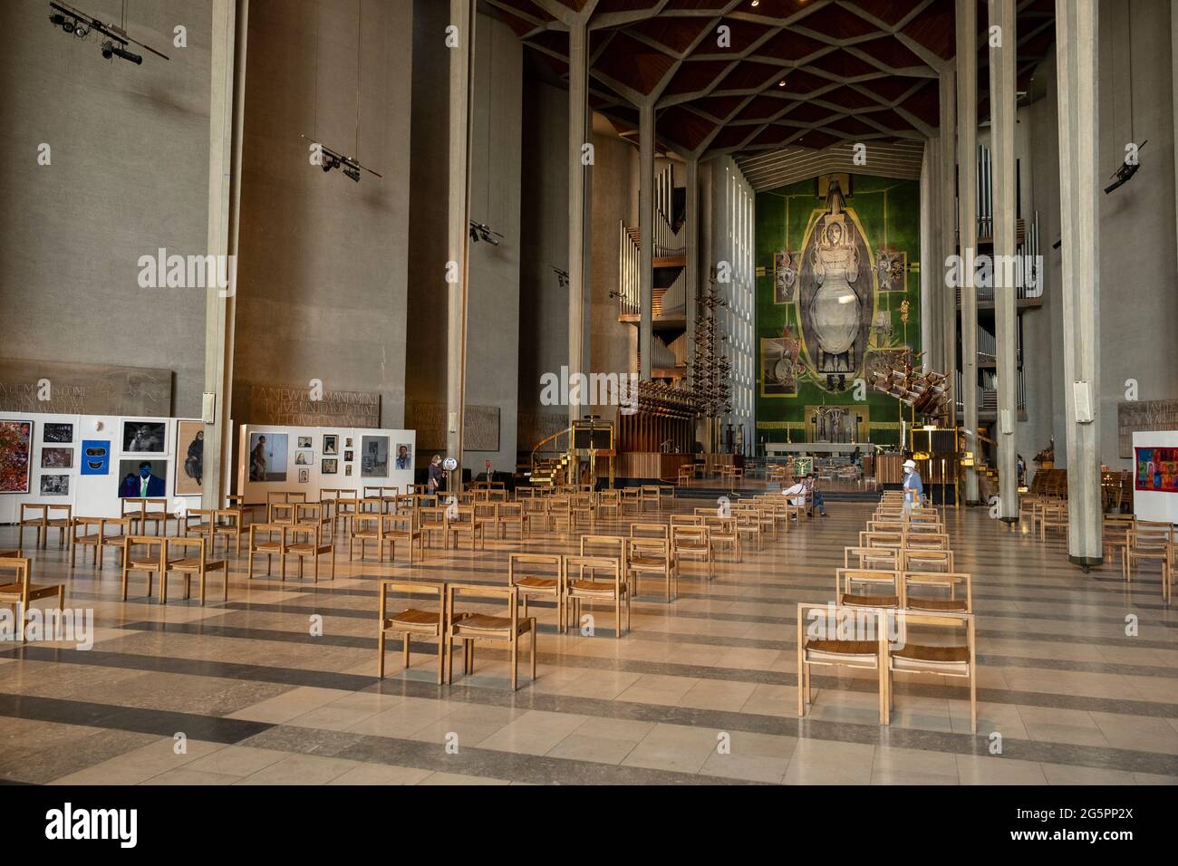 Interior of Coventry Cathedral also known as St Michaels, a modern ...