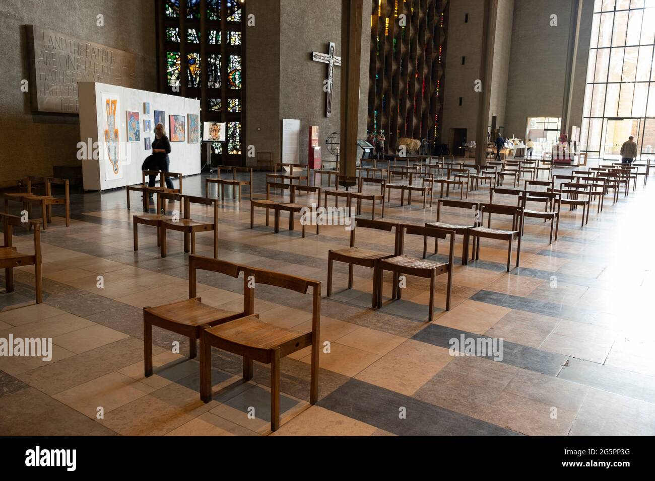 Interior of Coventry Cathedral also known as St Michaels, a modern ...