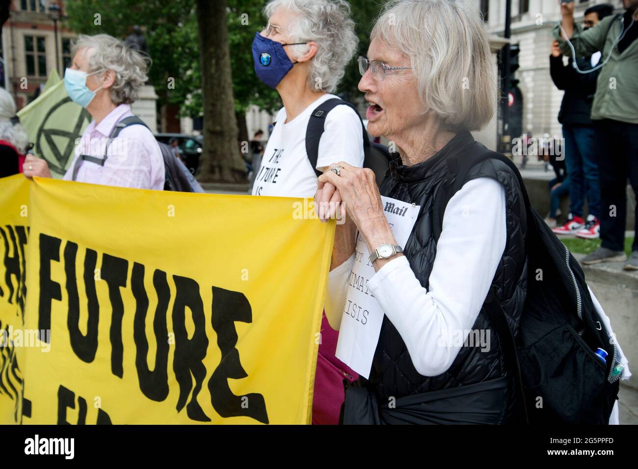 Parliament Square, London June 27th 2021. Protest organised by Extinction Rebellion urging mainstream media to tell the truth about climate change. Ol Stock Photo