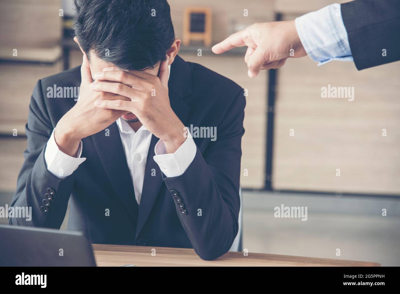 Unemployed Jobless People Crisis who Recession, Stress and lose job. Despair office People feel Stressful in depress situation. Middle aged people des Stock Photo