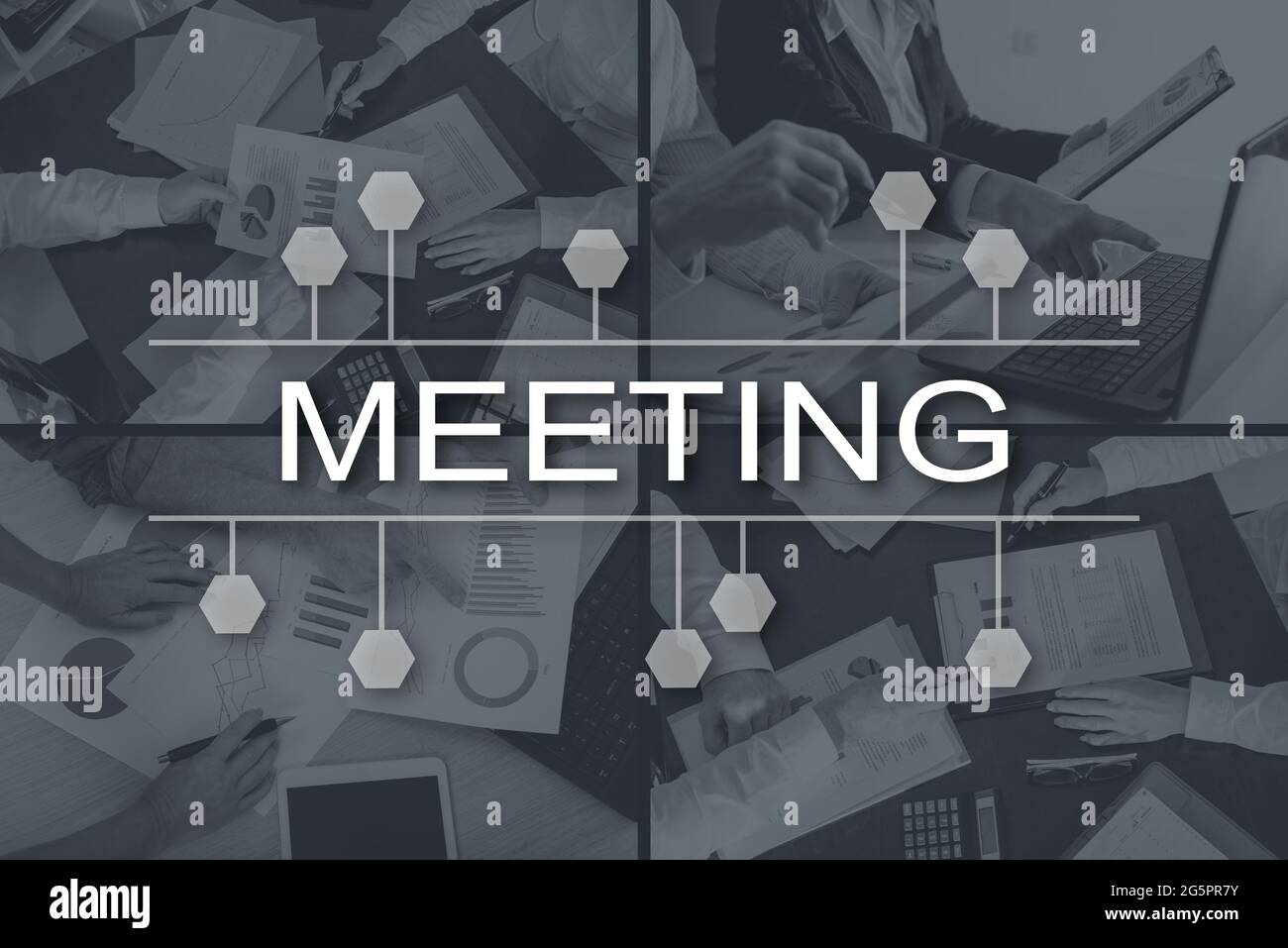 Meeting concept illustrated by pictures on background Stock Photo - Alamy