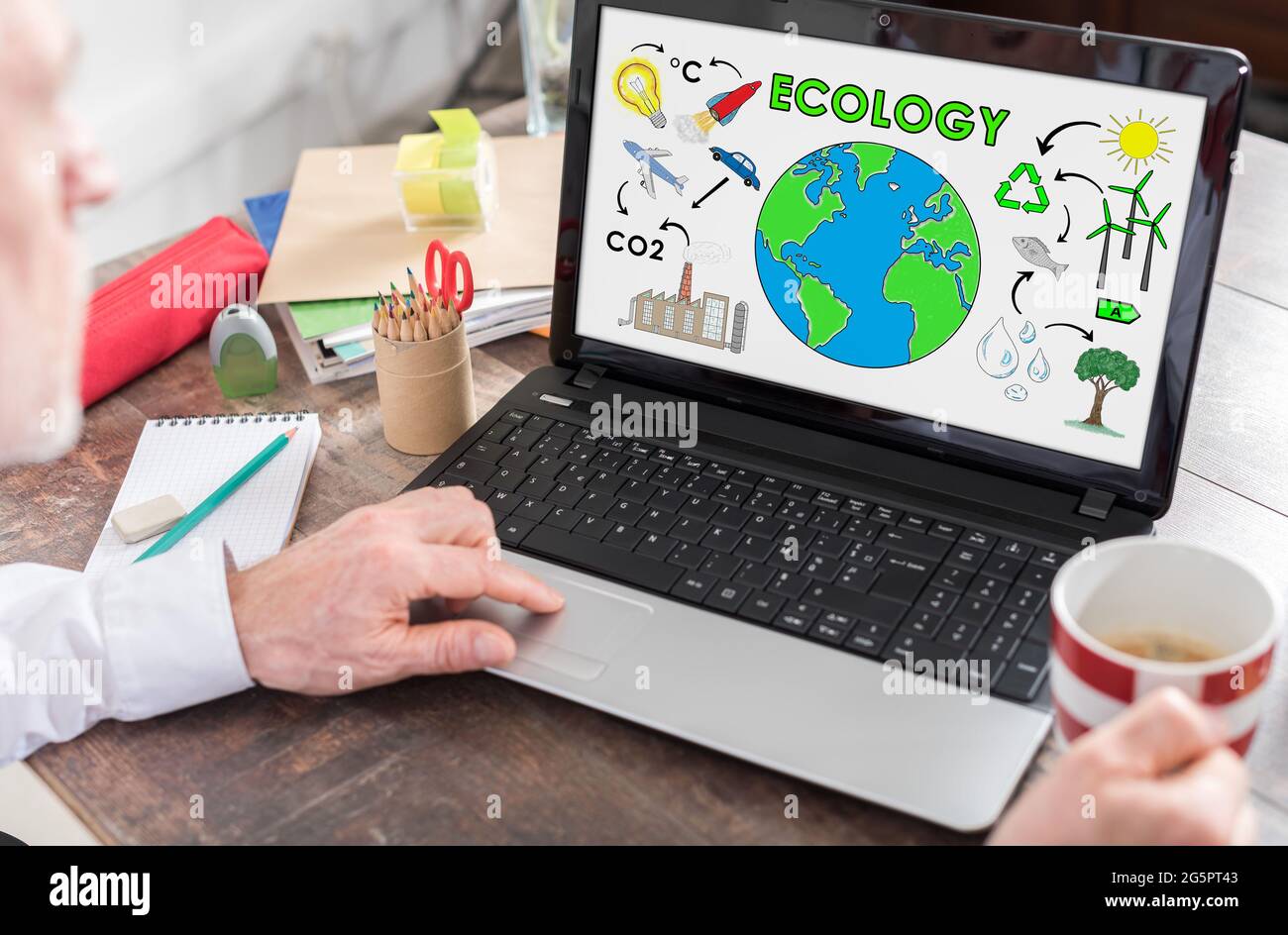 Ecology concept shown on a laptop screen Stock Photo