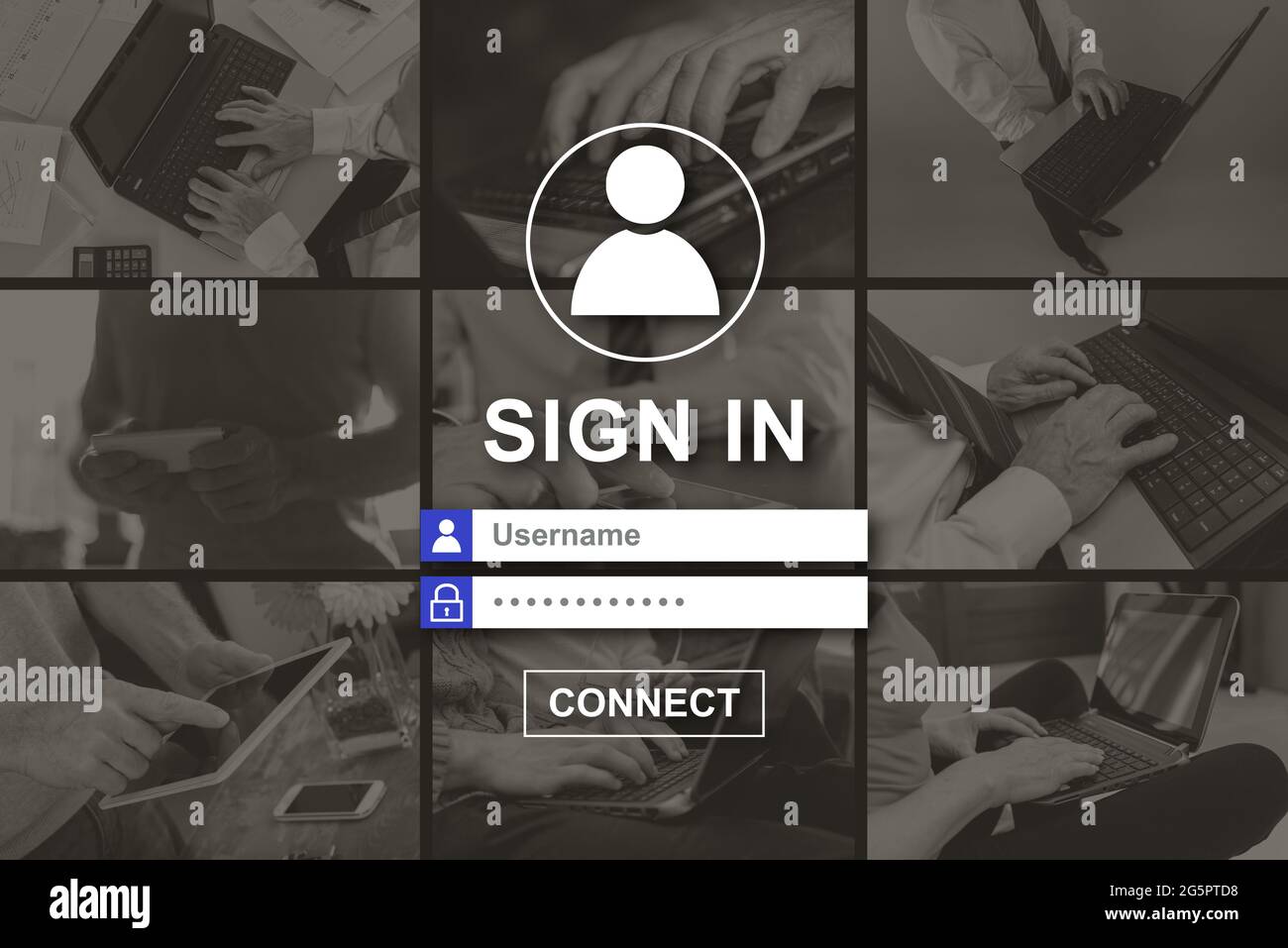 Sign in concept illustrated by pictures on background Stock Photo - Alamy